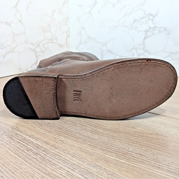 Frye Womens Paige Tall Riding Boots Antiqued Italian Leather Slate Brown Sz 6 - Picture 9 of 13